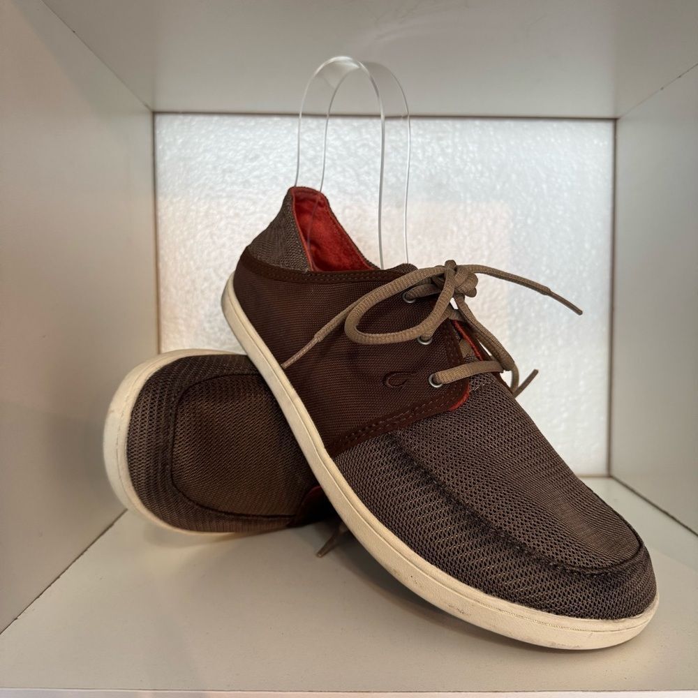 Olukai Nohea Mens Lace Mesh Brown Casual Sneakers Outdoor Comfy Breathable Beach